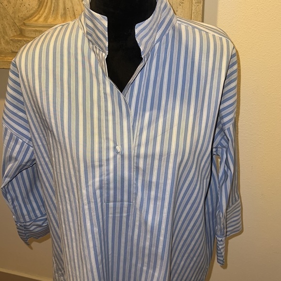 J. Jill blue white stripes tunic style top blouse Sz M - Picture 2 of 6